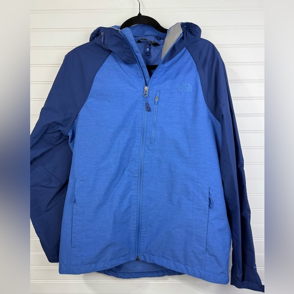 The North Face women’s 2 toned blue hooded windbreaker jacket. Size large. - Picture 1 of 9